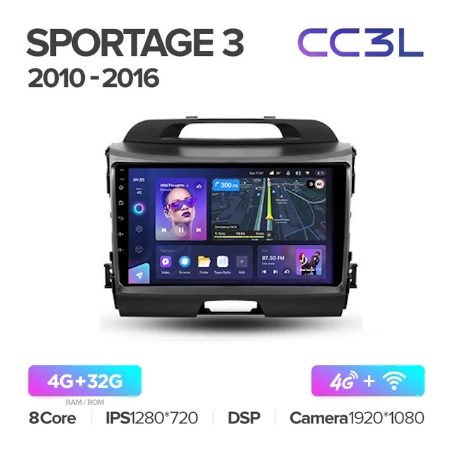 TEYES CC3L для Kia Sportage 3 (2010–2016), Штатная 2DIN магнитола Android, GPS и мультимедиа.