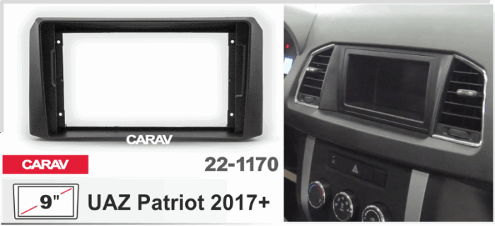 Рамка UAZ Patriot, Profi 2017+ дюйм 9" / 230:220 x 130 mm /