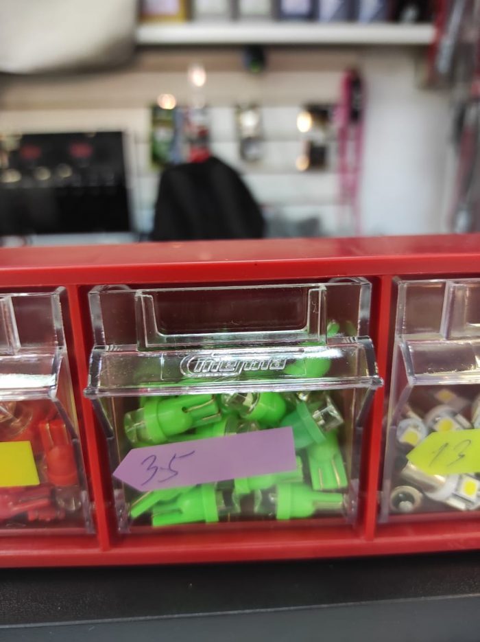 Диоды W5W линза мал б/ц в асс. зелен