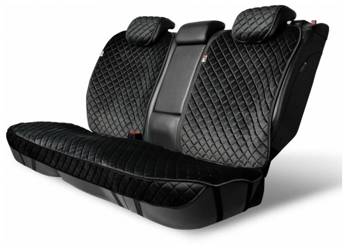 Накидки велюр соты задние черный с черная строчка