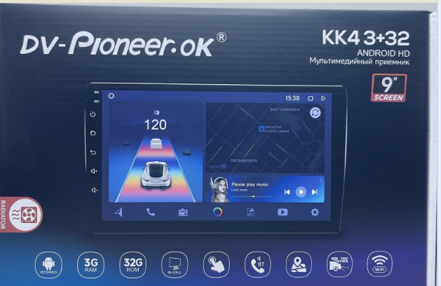 Магнитола android (9 дюймов) Dv-Pioneer.OK КК4 3+32