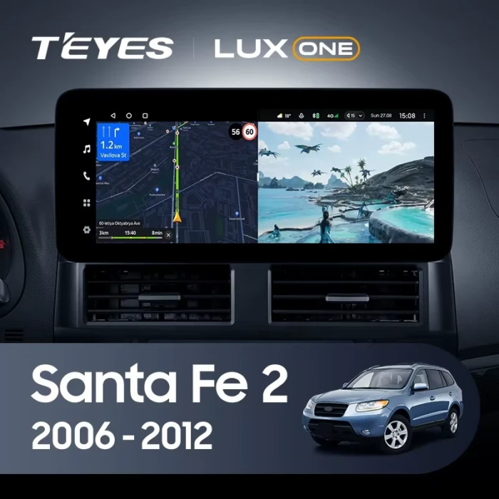 Магнитола Teyes Lux One Hyundai Santa Fe 2 2006–2012 12,3″ 6/128 ГБ