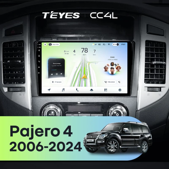 Магнитола Teyes CC4L Mitsubishi Pajero 4 V80/V90 2006–2014 9″ 4/64 ГБ