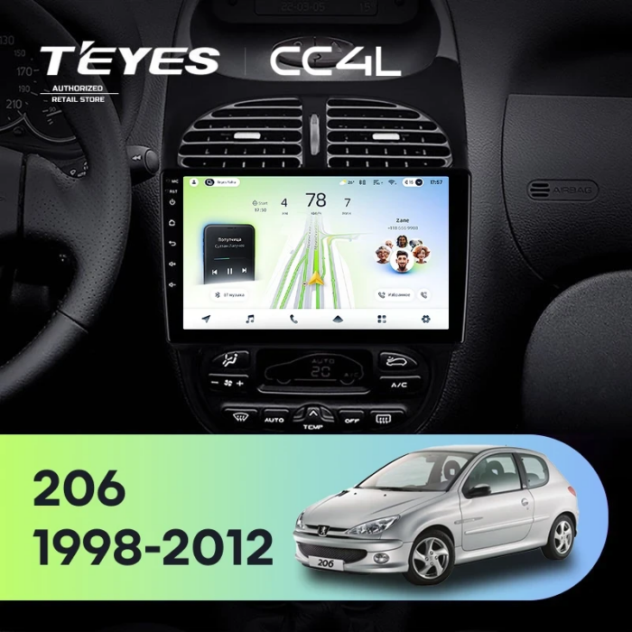 Магнитола Teyes CC4L Peugeot 206 1998–2012 F1 9″ 4/64 ГБ