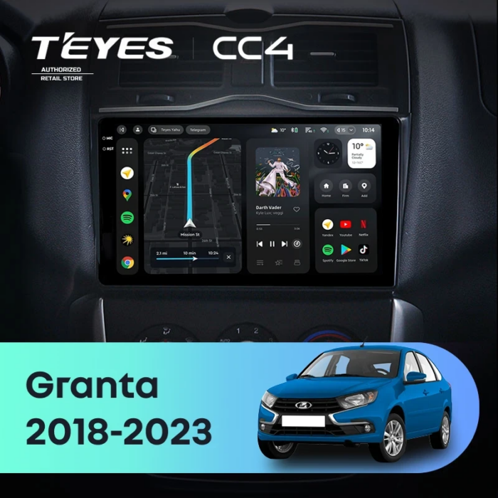 Магнитола Teyes CC4 Lada Granta Cross / FL 2018–2019 9,2″ 8/128 ГБ
